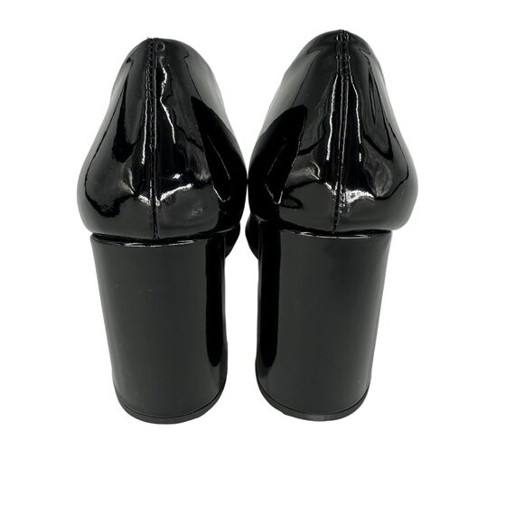 Steve Madden Black Patent Synthetic Leather Square Toe Block Heel Shoe 8.5M - Picture 5 of 7